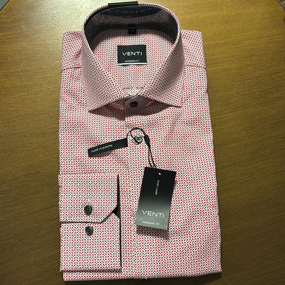 NWT Men’s Venti Brand Modern Fit Easy Care Dress Shirt Size 39, 15 1/2